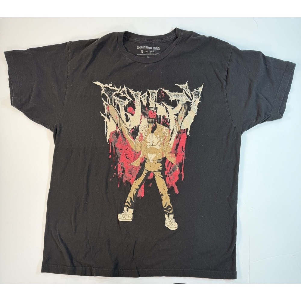 Chainsaw Man Anime Graphic Tee Crunchyroll XL Black Manga Denji Shirt